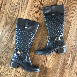 Brandolino Black Quilted Boots with Gold details